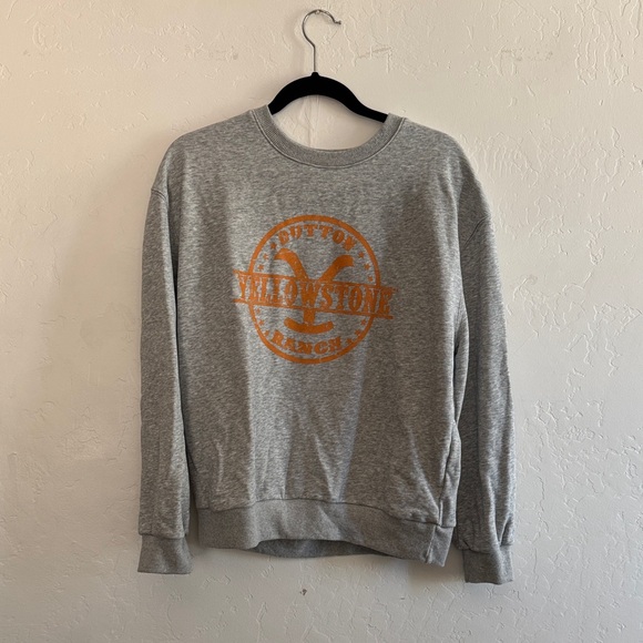 12pm Other - Gray Crewneck Sweater with Orange Logo